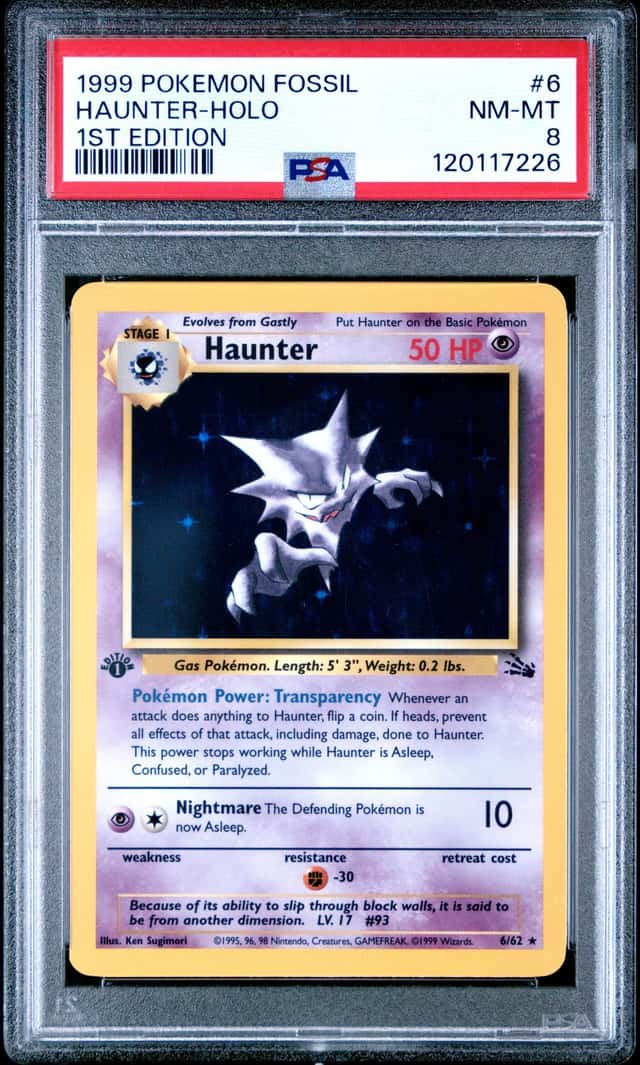 1999 Pokemon Fossil - Haunter 1st Edition 6/62 PSA 8