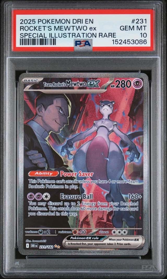 PSA 10 Pokemon TCG 2025 Pokemon Destined Rivals #231 Rocket'S Mewtwo Ex GEM MT