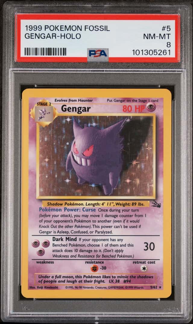 GENGAR HOLO 1999 POKEMON FOSSIL #5 PSA 8 NM-MT