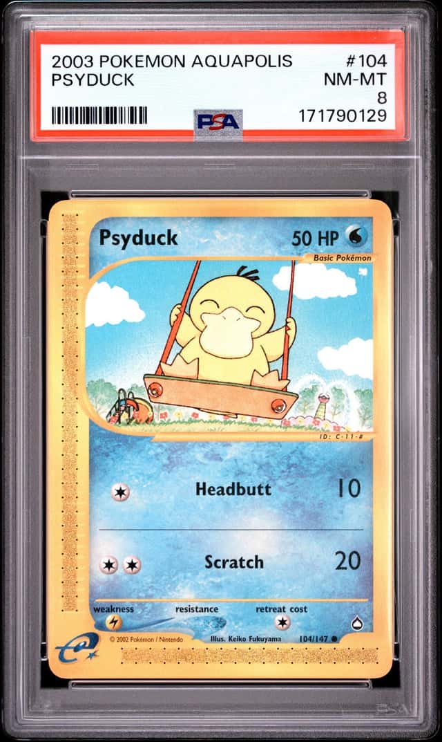 2003 POKEMON AQUAPOLIS #104 PSYDUCK PSA 8 NM-MT