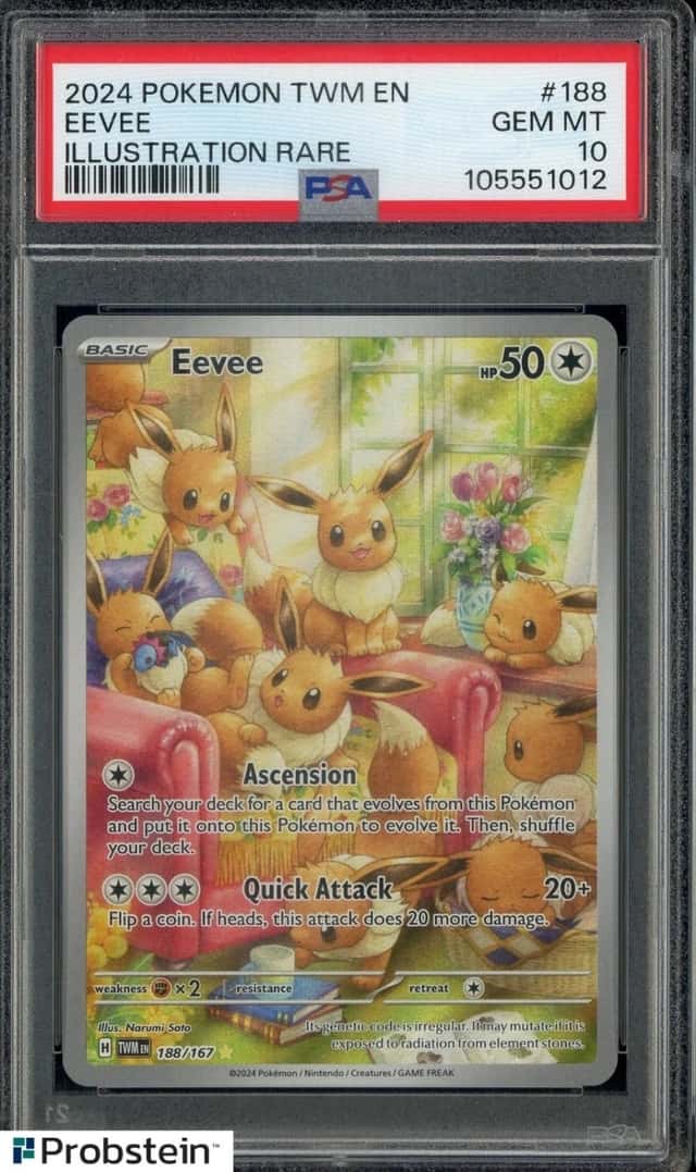 2024 Pokemon TWM En Illustration Rare #188 Eevee PSA 10 GEM MINT