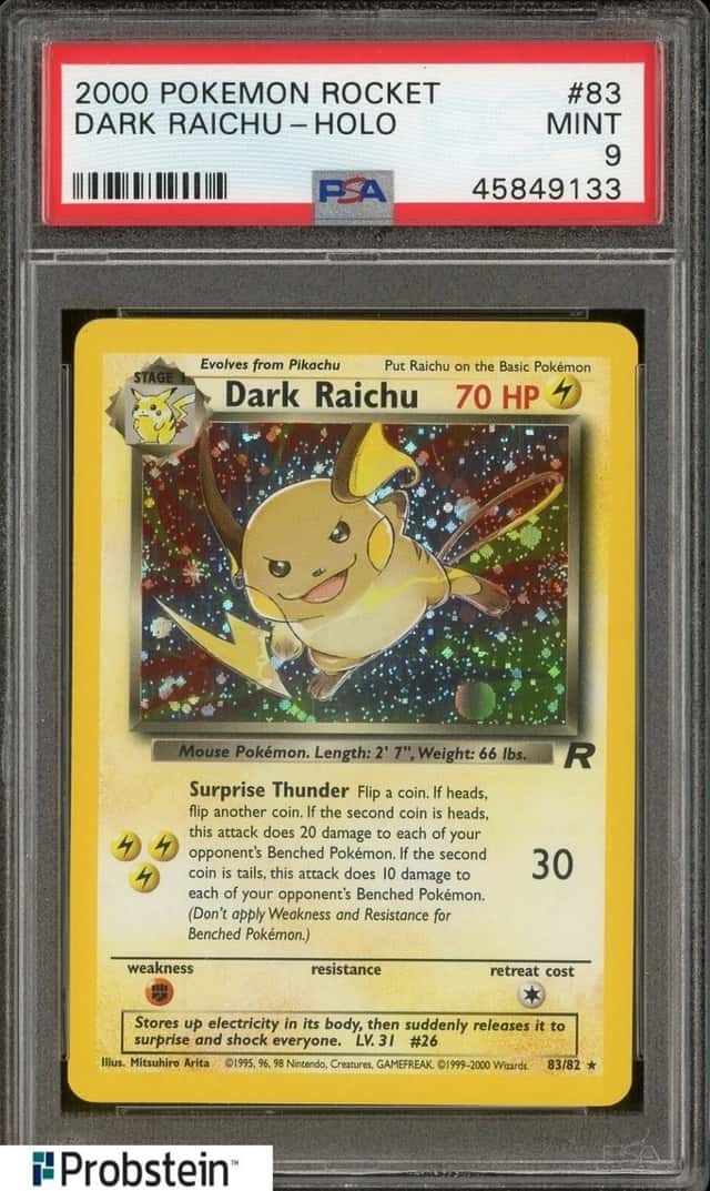 2000 Pokemon Rocket #83 Dark Raichu Holo PSA 9 MINT