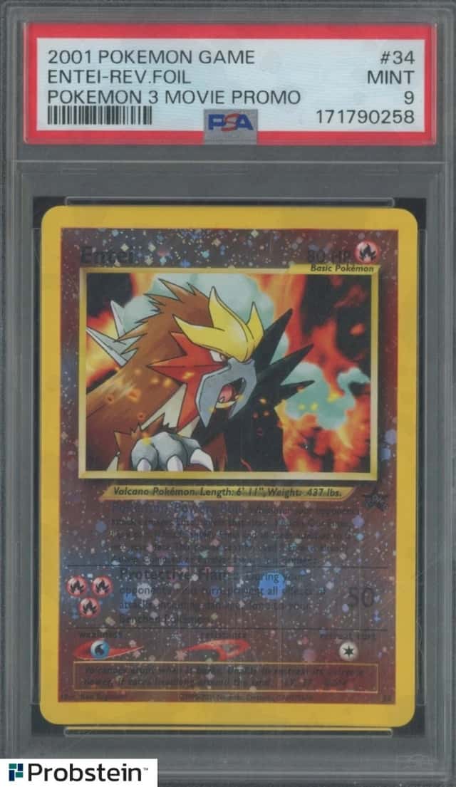 2001 Pokemon 3 Movie Black Star Promo #34 Entei Reverse Holo Foil PSA 9 MINT