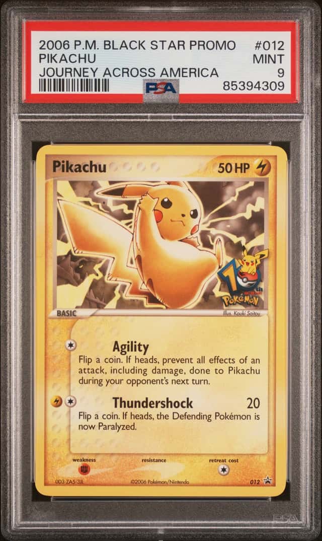 Pokemon 2006 Pikachu 012 Black Star Promo Journey Across America PSA 9