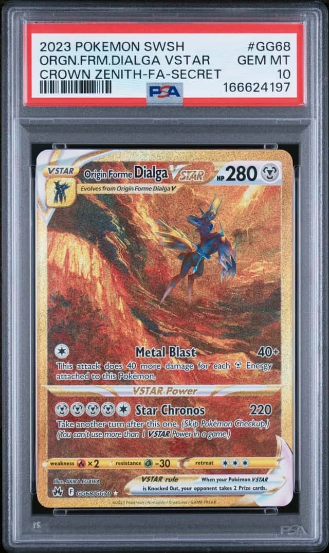 2023 POKEMON CROWN ZENITH SECRET FULL ART/ORIGIN FORME DIALGA VSTAR PSA 10