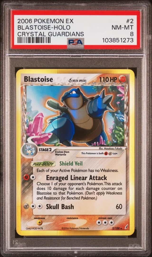 2006 POKEMON EX CRYSTAL GUARDIANS #2 BLASTOISE-HOLO PSA 8