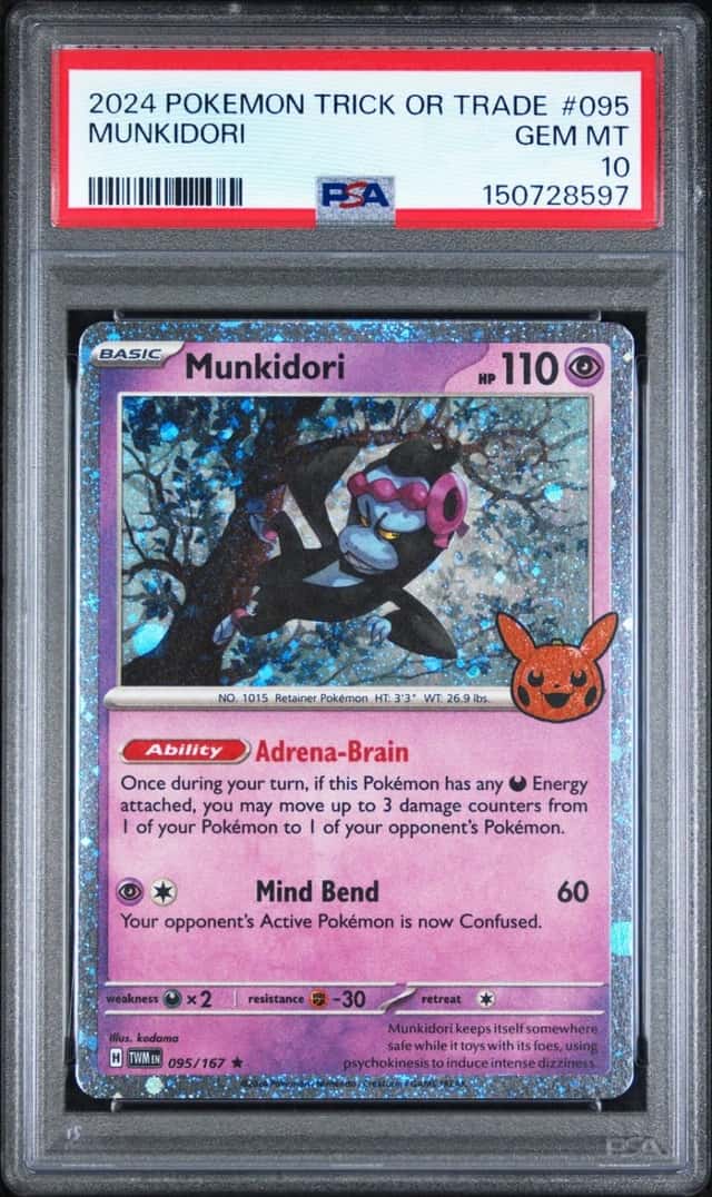2024 POKEMON TRICK OR TRADE #095 MUNKIDORI PSA 10