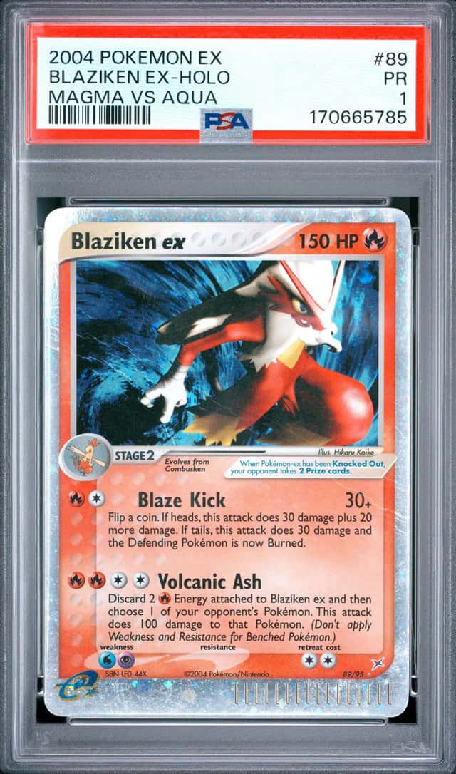 2004 POKEMON EX TEAM MAGMA VS TEAM AQUA #89 BLAZIKEN EX-HOLO PSA 1
