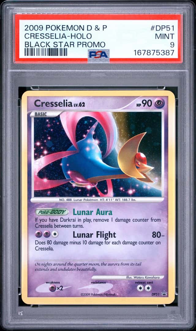 2009 POKEMON DIAMOND & PEARL BLACK STAR PROMO #DP51 CRESSELIA-HOLO PSA 9