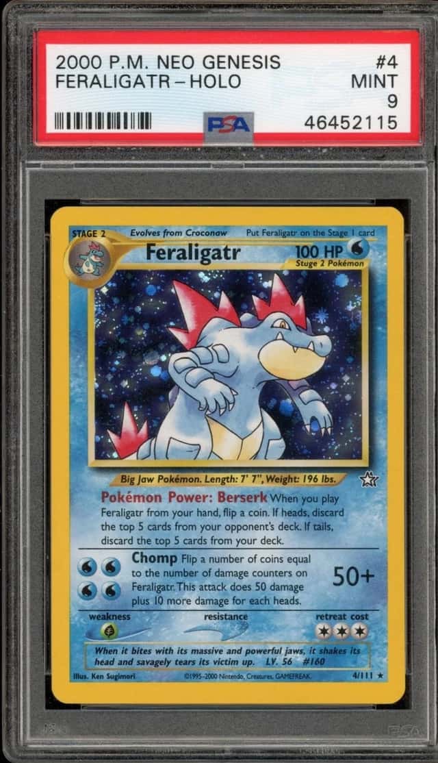 Pokemon Feraligatr Holo Neo Genesis Unlimited 4/111 PSA 9 Mint