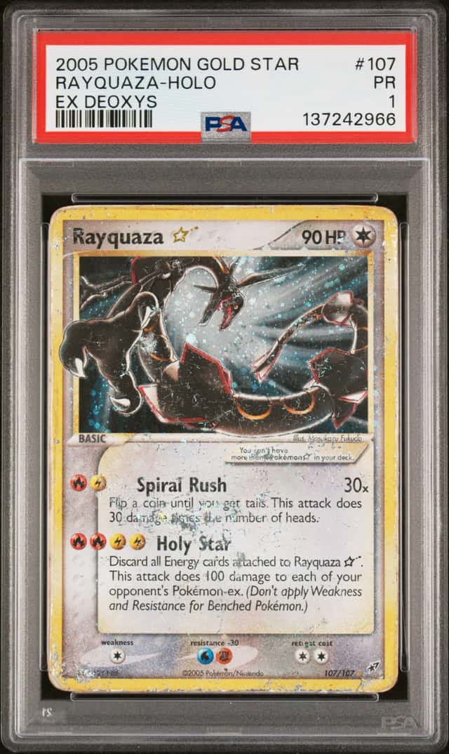 2005 Pokemon EX Deoxys Rayquaza Holo #107/107 PSA 1