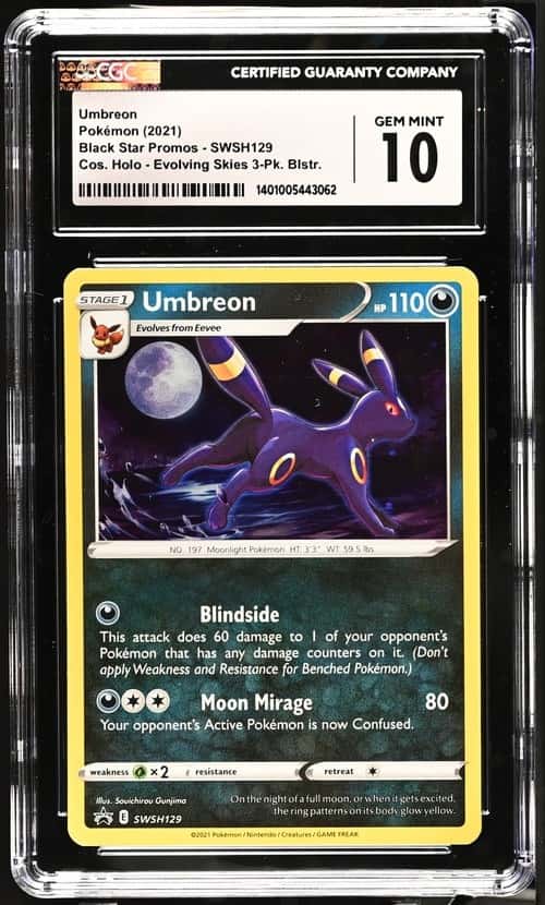 Pokemon Umbreon Black Star Promos SWSH129 Evolving Skies 3-Pk. Blister CGC 10