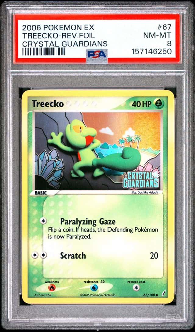 Pokemon Treecko Reverse Holo Crystal Guardians 67/100 PSA 8