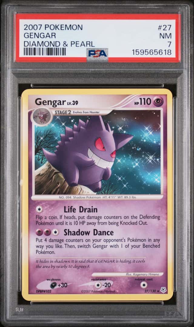 PSA 7 NM Pokemon Gengar Diamond & Pearl 27/130 Non Holo Rare