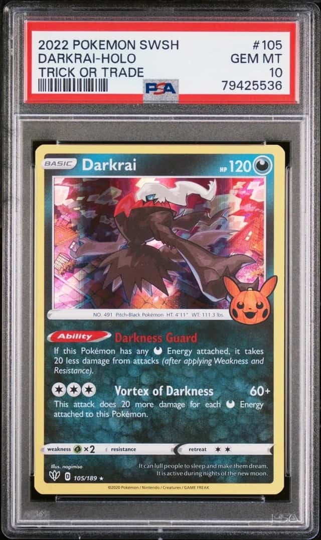 Pokemon Darkrai Holo Darkness Ablaze 105/189 Trick Or Trade 2022 PSA 10
