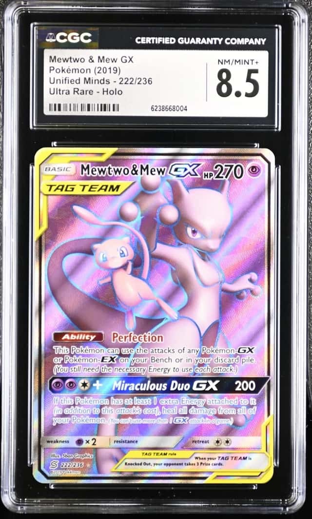 Pokemon Mewtwo & Mew Gx Unified Minds 222/236 Ultra Rare CGC 8.5