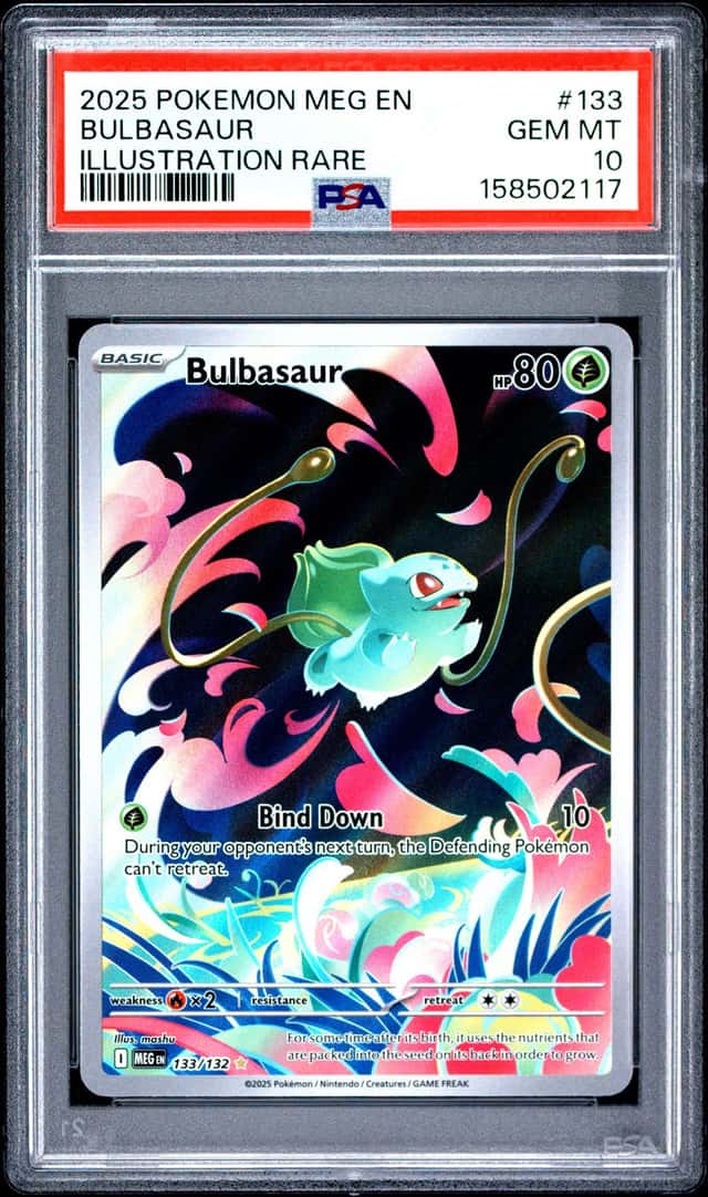Bulbasaur IR PSA 10 133/132 Mega Evolution Illustration Rare Pokemon Card Game