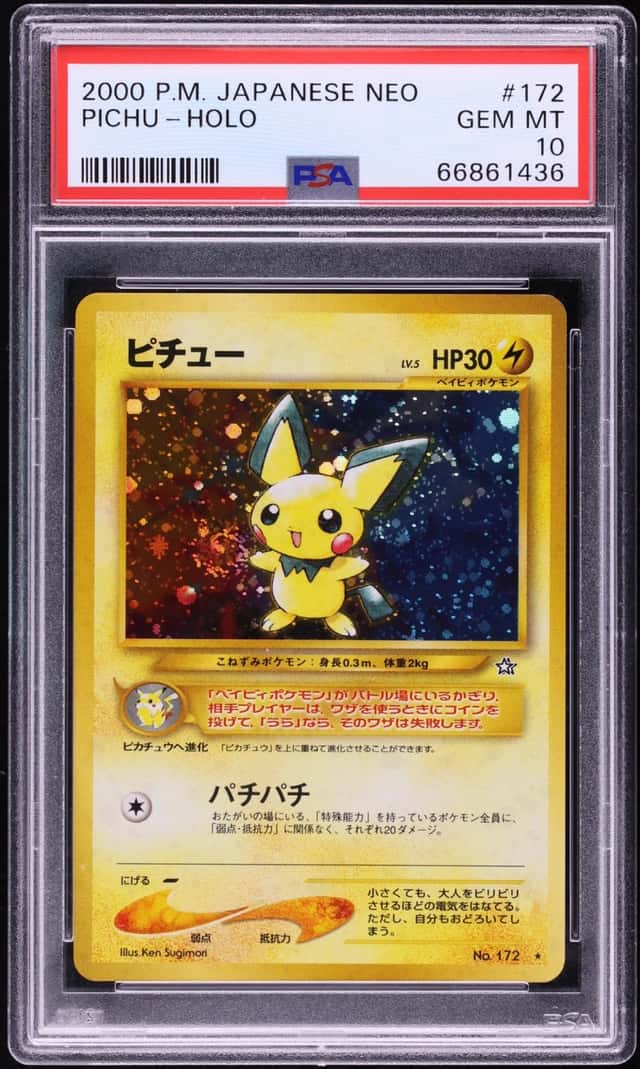 2000 Pokemon Japanese Gold Silver To A New World Holo Pichu #172 PSA 10 GEM MINT
