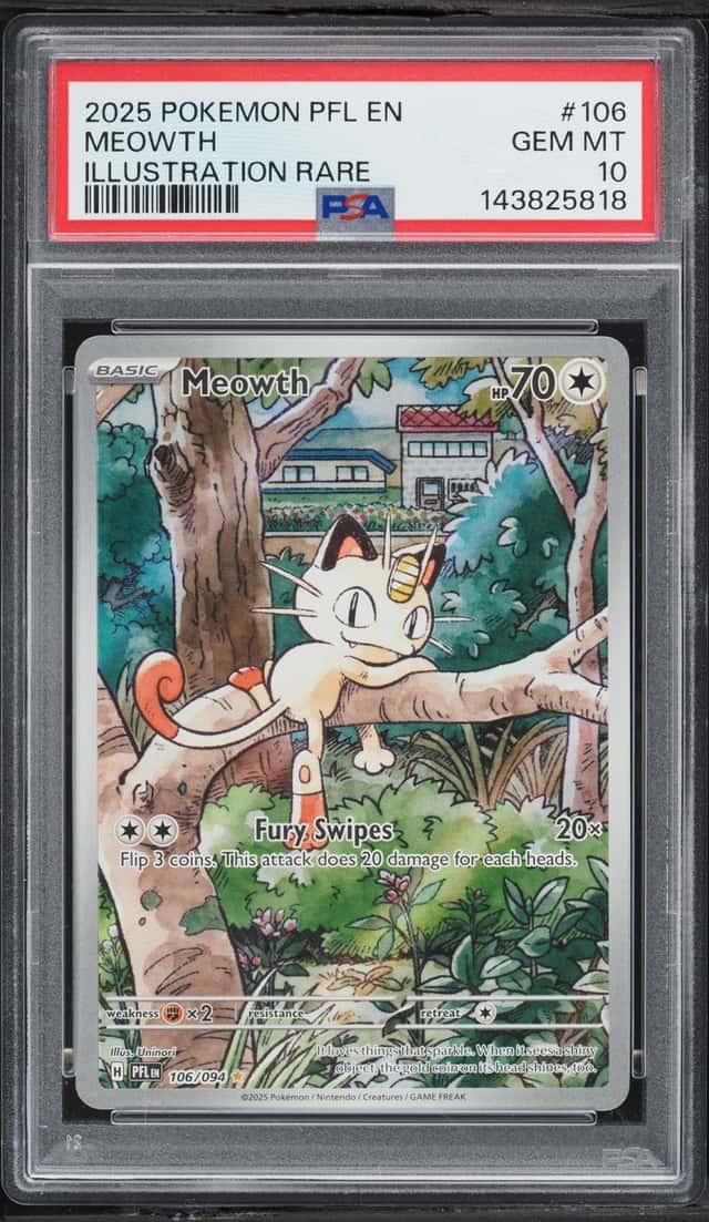 2025 Pokemon Mega Evolution Phantasmal Flames IR Meowth #106 PSA 10 GEM MINT