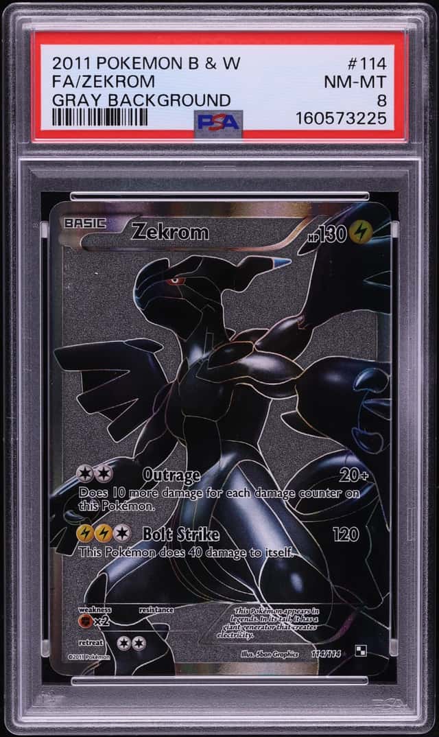 2011 Pokemon Black & White Gray Background Full Art Zekrom #114 PSA 8 NM-MT