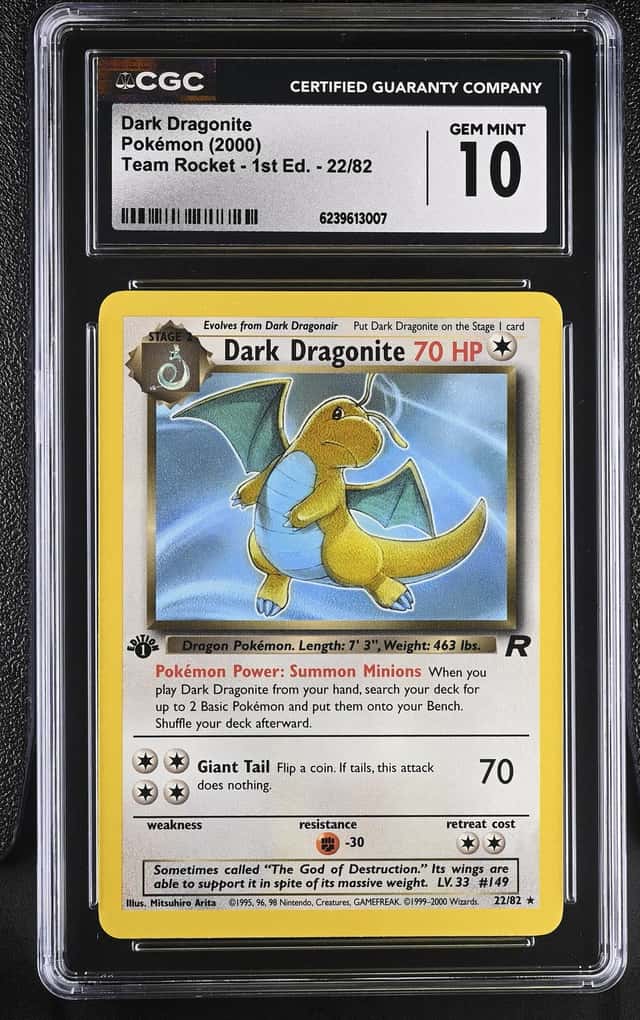 2000 Pokemon Team Rocket 1st Edition Dark Dragonite #22 CGC 10 GEM MINT