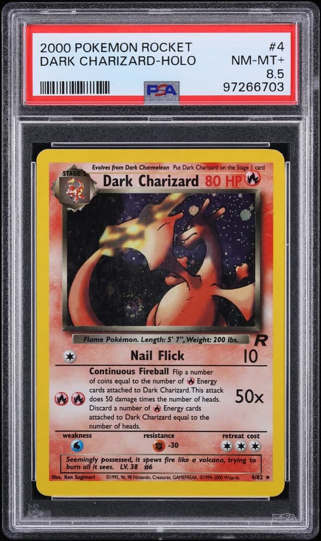 2000 Pokemon Team Rocket Holo Dark Charizard #4 PSA 8.5 NM-MT+