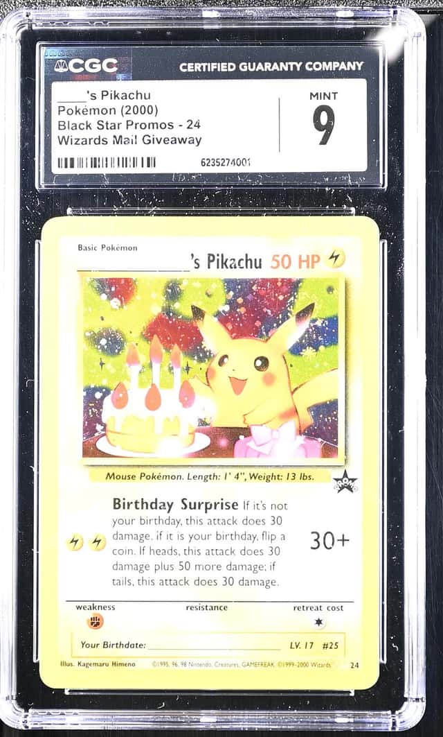 2000 Pokemon Black Star Promo Wizards Mail Giveaway Holo Birthday Pikachu #24 CGC 9 MINT