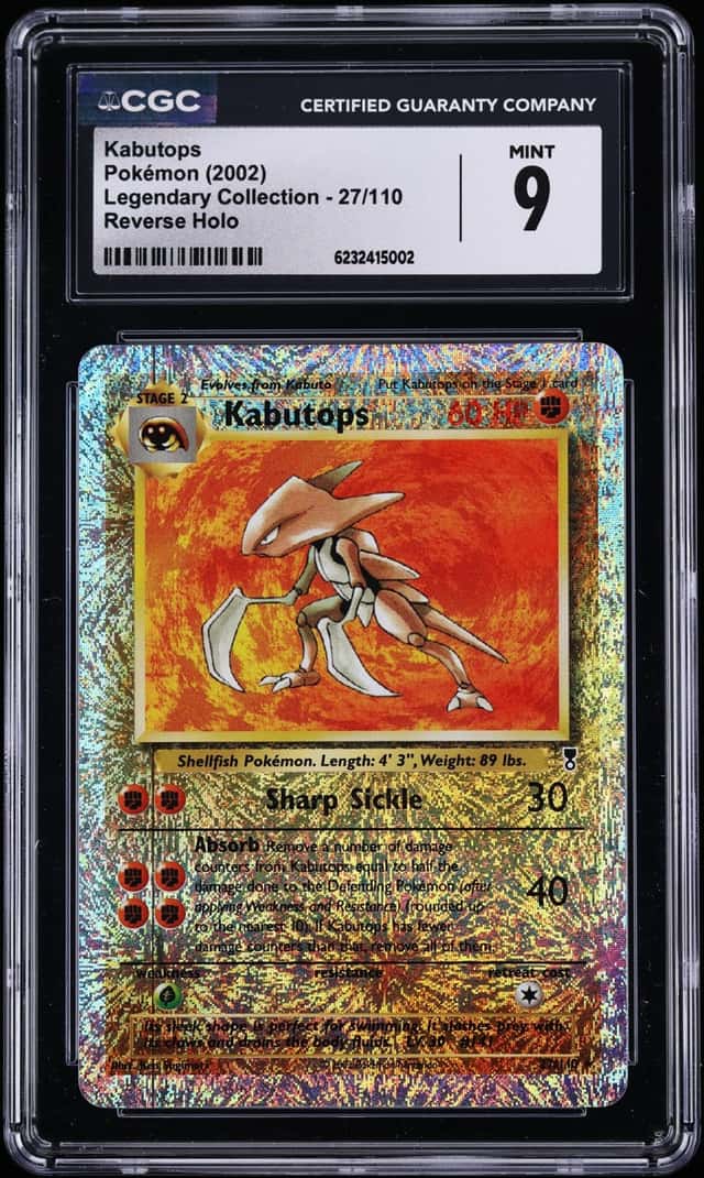 2002 Pokemon Legendary Collection Reverse Holo Kabutops #27 CGC 9 MINT