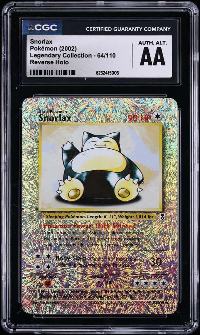 2002 Pokemon Legendary Collection Reverse Holo Snorlax #64 CGC ALTERED AUTH