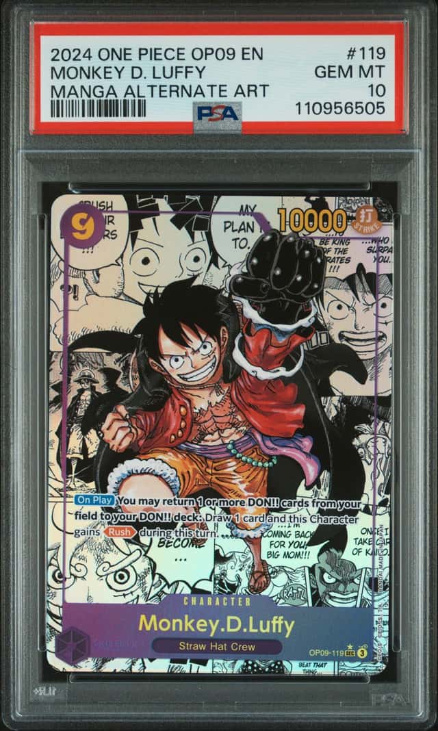 2024 One Piece Emperors New World Monkey D Luffy Manga Alt Art #OP09-119 PSA 10