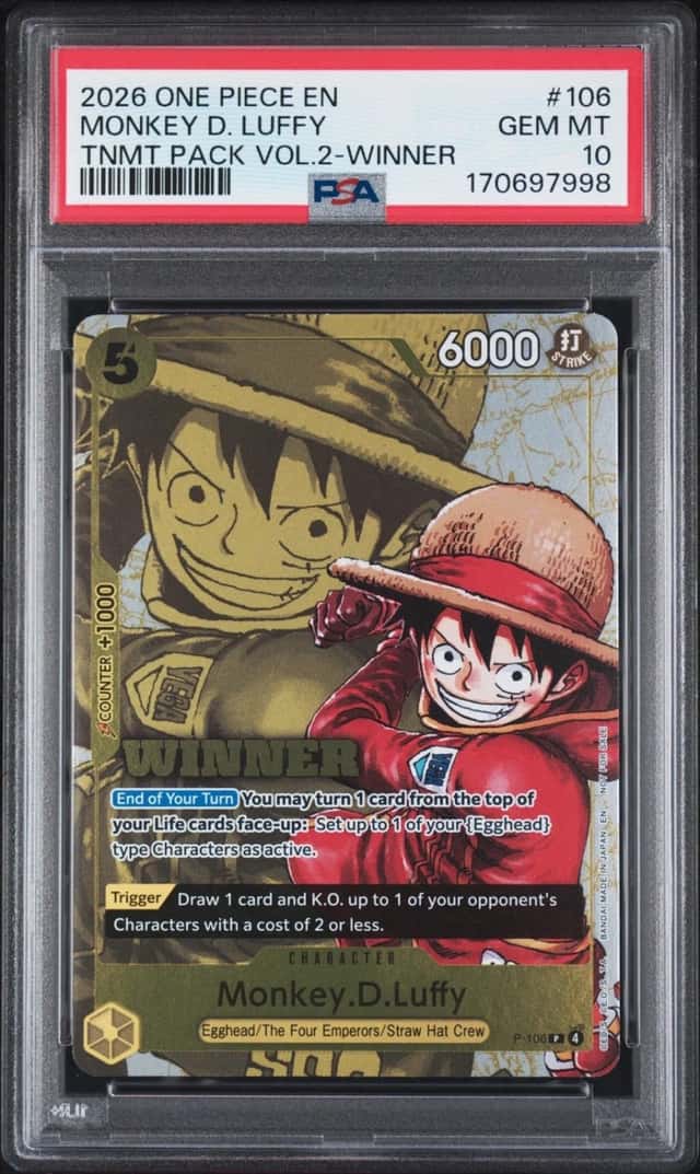 One Piece Monkey D. Luffy Tournament Pk. Vol.2 106 Winner PSA 10 Gem Mint