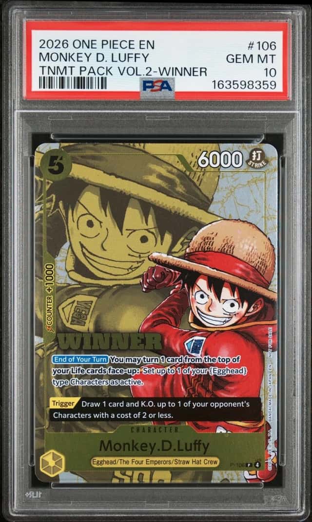 One Piece Monkey D. Luffy Tournament Pk. Vol.2 106 Winner PSA 10 Gem Mint