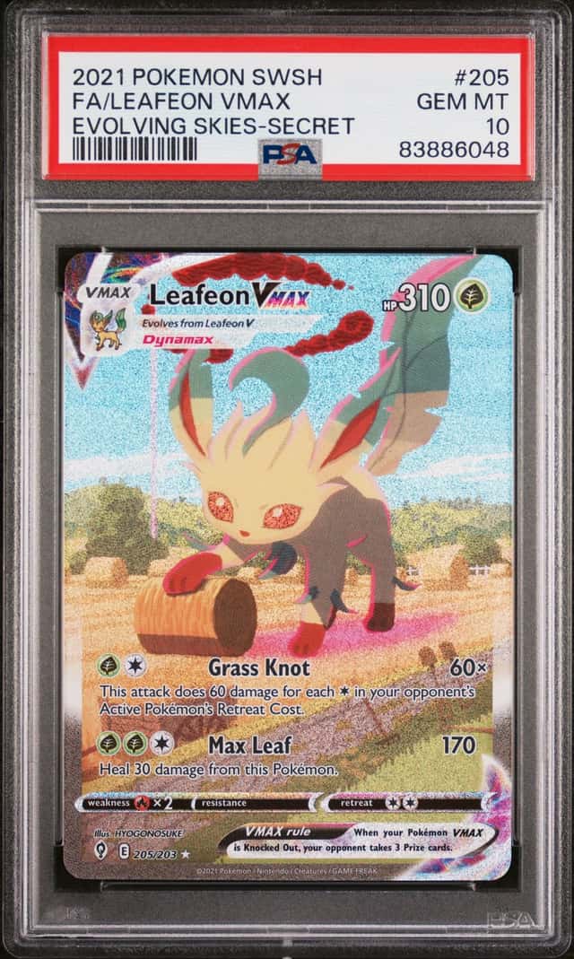 2021 Pokemon Sword and Shield Evolving Skies Secret Rare Leafeon Vmax #205
