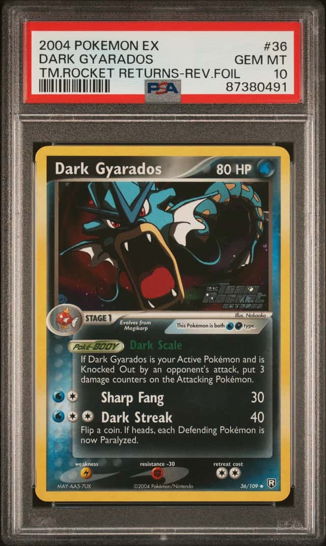 2004 Pokemon Ex Team Rocket Returns Reverse Holo Dark Gyarados #36