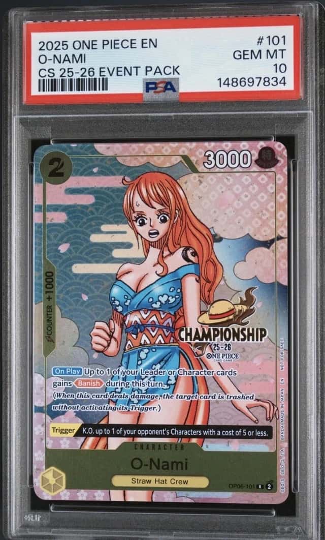 Bandai PSA 10 O-Nami OP06-101 CS 25-26 Event Pack Foil EN 2025