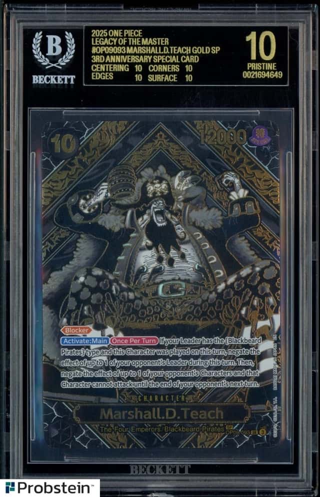 One Piece CCG Marshall D Teach 3rd Ann. Special Gold OP09-093 BGS 10 BLACK LABEL