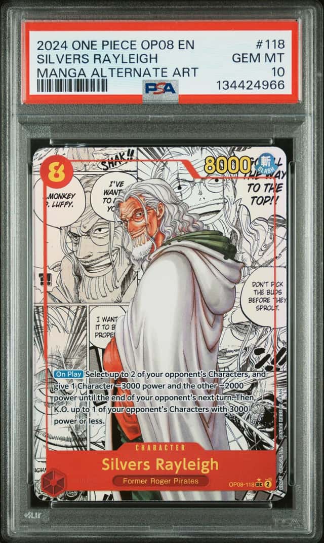 2024 One Piece OP08 EN Manga Alternate Art #118 Silvers Rayleigh PSA 10 GEM MINT