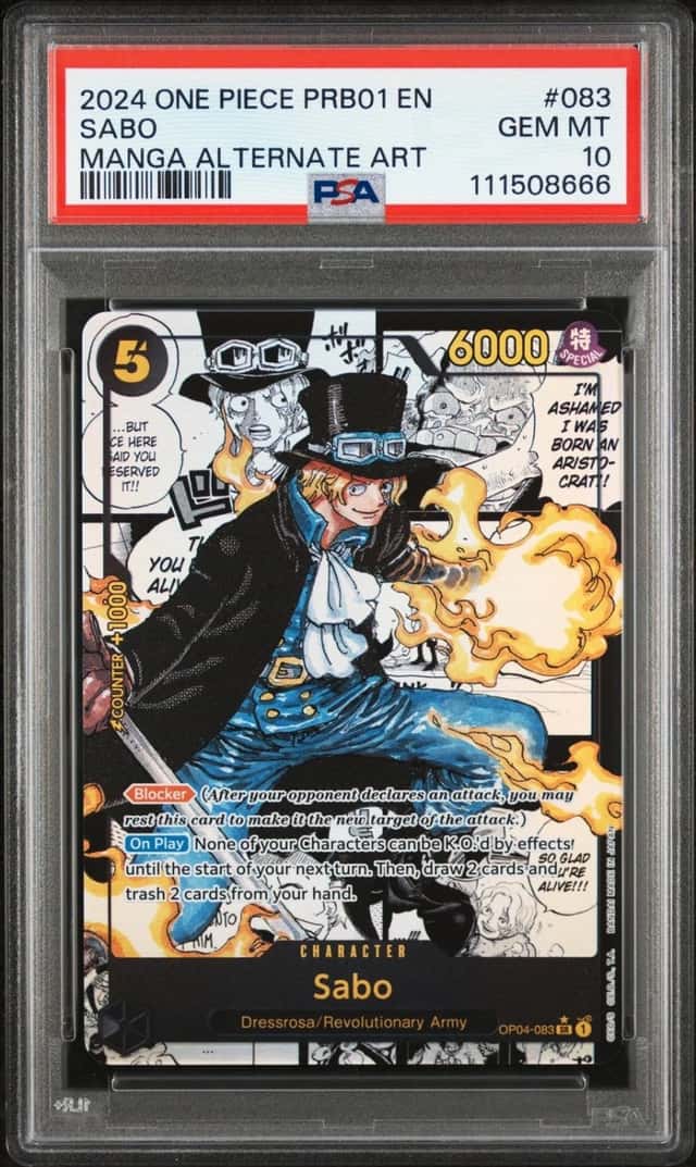 One Piece Sabo Prb01-Premium Booster 083 Manga Alternate Art PSA 10 Gem Mint
