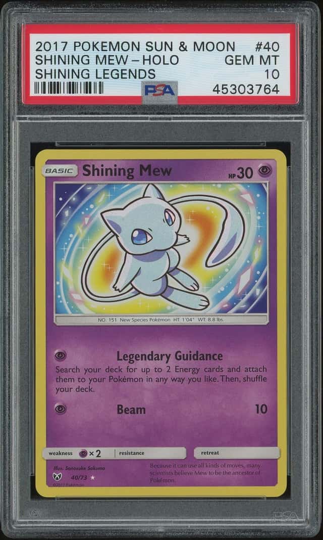 PSA 10 Pokemon TCG 2017 Sun & Moon Shining Legends #40 Shining Mew-Holo GEM MT