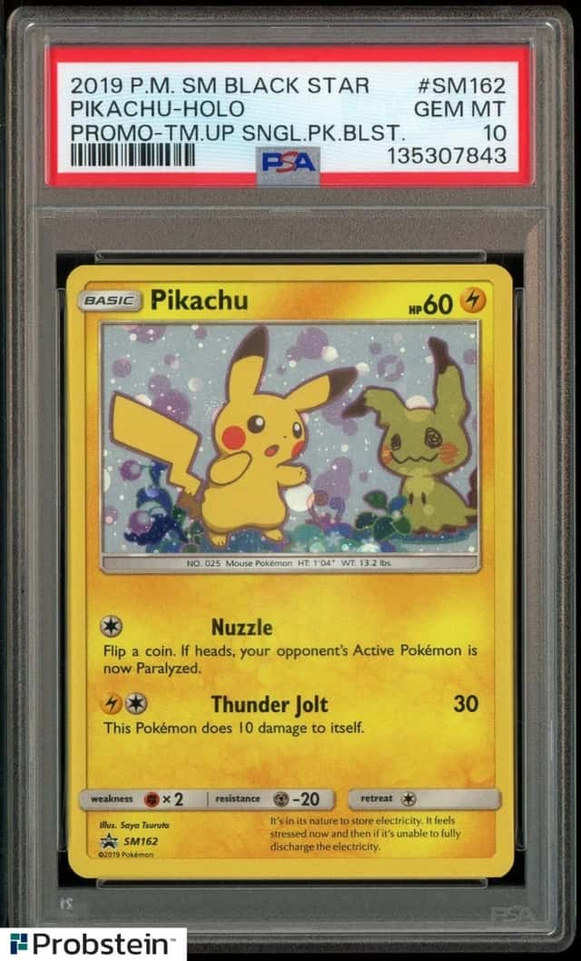 2019 Pokemon SM BSP Team Up Single Pack Blister #SM162 Pikachu Holo PSA 10