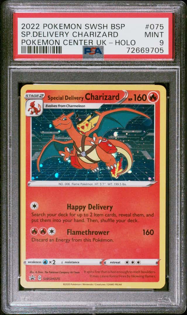 Special Delivery Charizard PSA 9 Pokemon Black Star Center UK Holo #SWSH075 9705