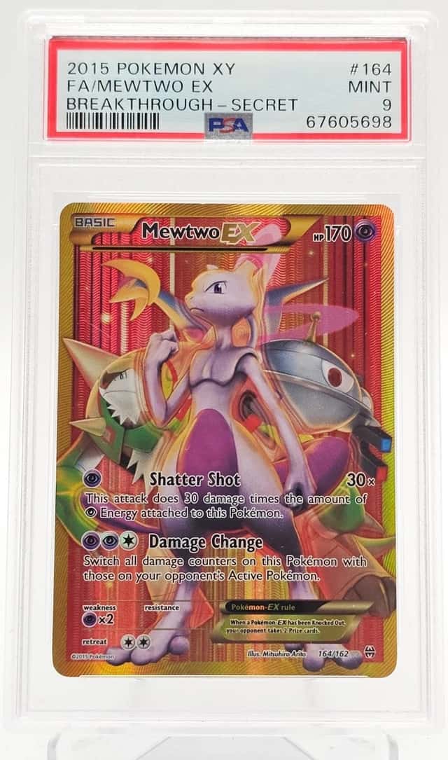 MEWTWO EX 2015 POKEMON XY BREAKTHROUGH 164/162 FULL ART PSA 9 Q3963-6