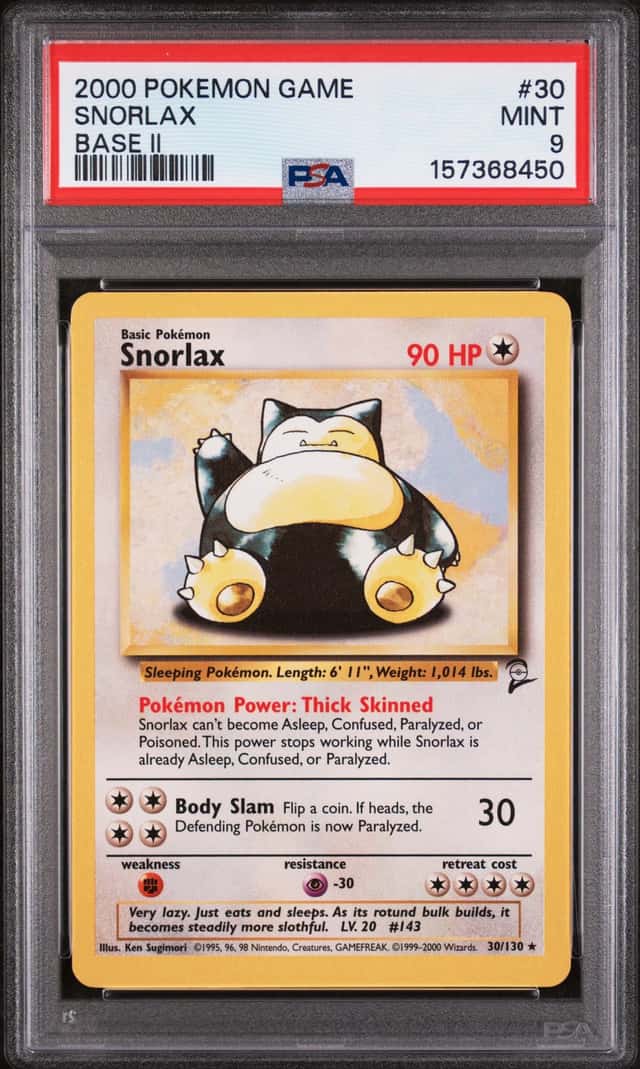 SNORLAX 2000 POKEMON BASE SET 2 30/130 RARE PSA 9 Q3963-6