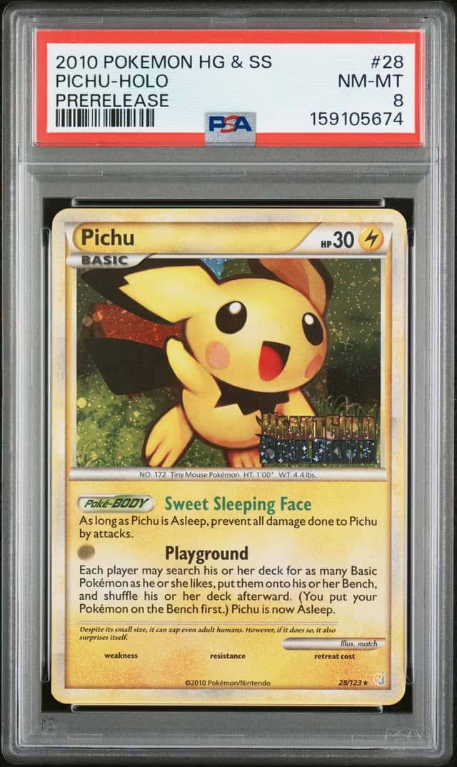 2010 Pokemon HG & SS Prerelease #28 Pichu - Holo PSA 8 NM-MT