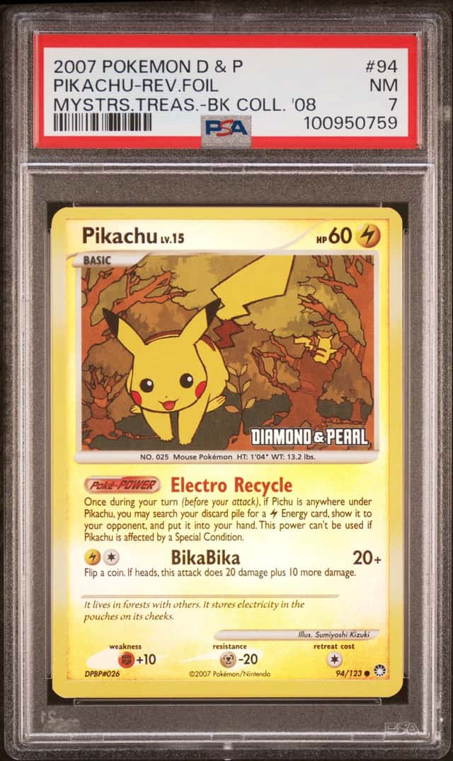2007 Pokemon Diamond and Pearl Mysterious Treasures Reverse Holo Stamp Diamond & Pearl '08 Burger King Collection Pikachu #94