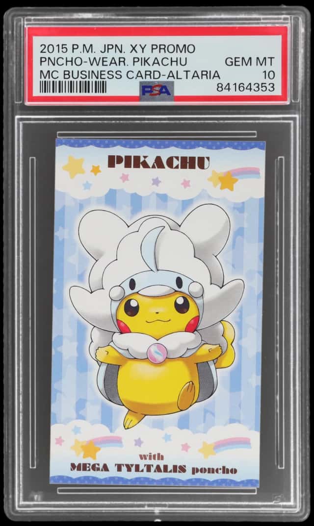 2015 Pokemon Japanese XY Promo Strong Cute Pikachu Mega Campaign Business Cards Altaria Poncho Wearing Pikachu