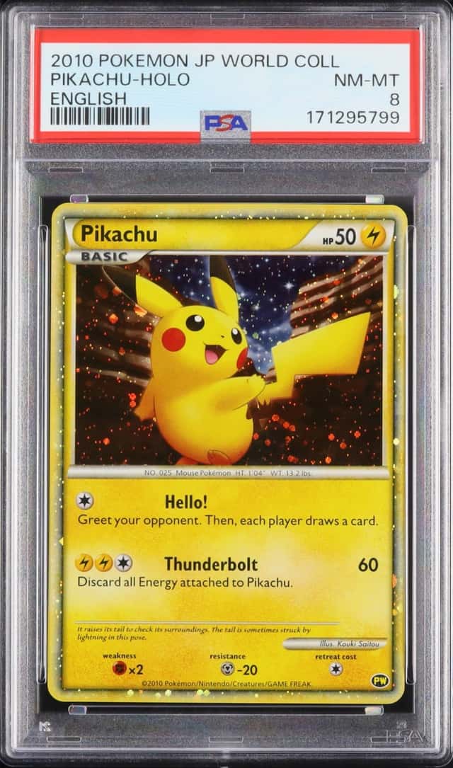 2010 Pokemon Pikachu Promo Holo Pikachu World Collection PSA 8