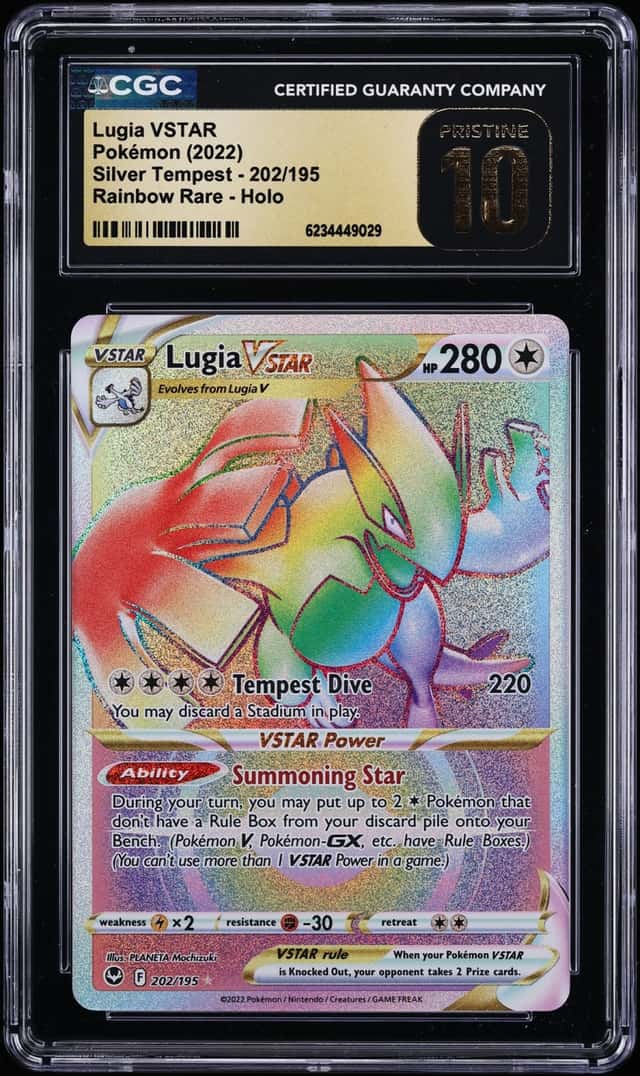 2022 Pokemon Sword & Shield Silver Tempest Rainbow Rare Lugia VSTAR #202 CGC 10 PRISTINE