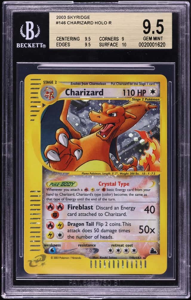 2003 Pokemon Skyridge Holo Crystal Charizard #146 BGS 9.5 GEM MINT