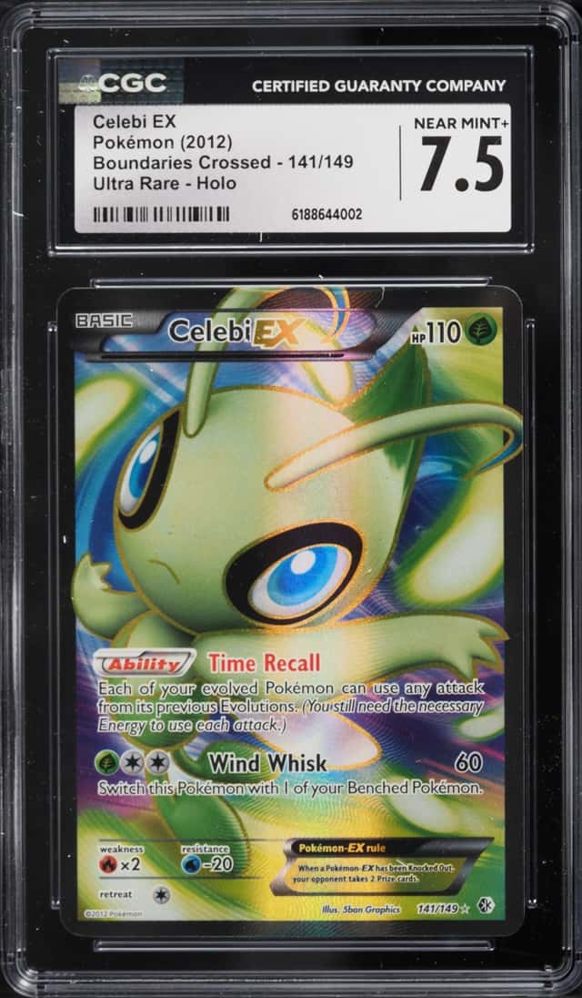 2012 Pokemon Black & White Boundaries Crossed Full Art Celebi EX #141 CGC 7.5 NRMT+